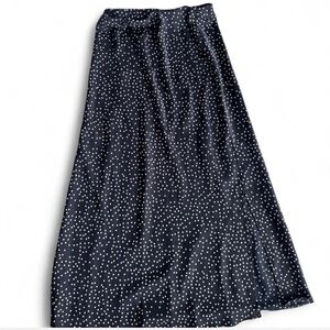 Elegant Black and White Dotted Midi Skirt